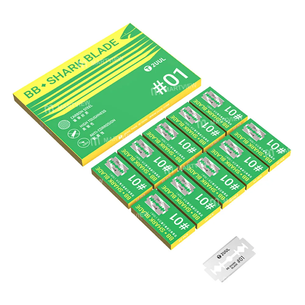 2uul BB01 Shark NO.01 Yüksek Dayanıklılıkta Çift Kenarlı Ekran Tamir Bıçakları – 100 Adet