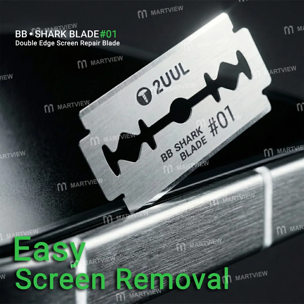 2uul BB01 Shark NO.01 Yüksek Dayanıklılıkta Çift Kenarlı Ekran Tamir Bıçakları – 100 Adet