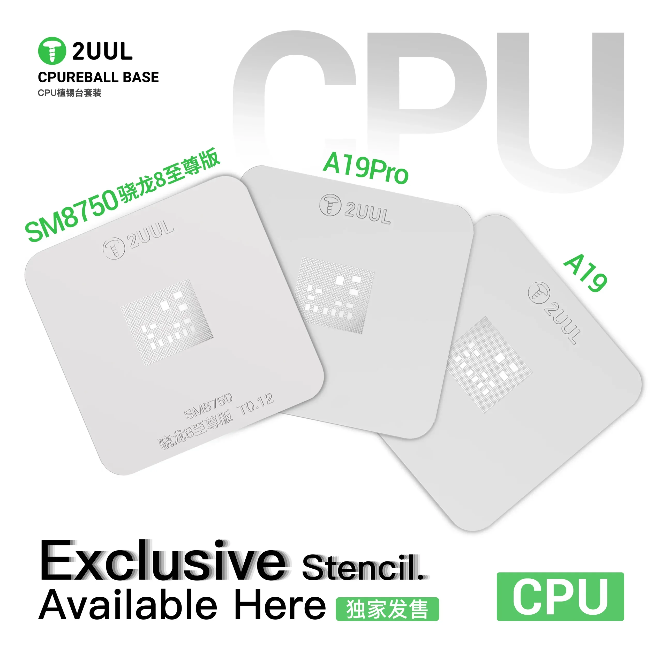 2uul BH17 CPU REBALL TABAN Manyetik Çift Taraflı BGA Reballing Platform Seti iPhone / Android için