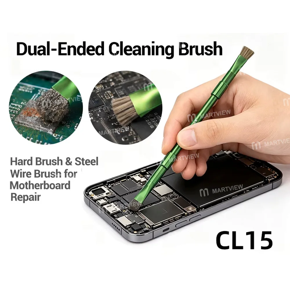 2uul CL15 Çift Uçlu Temizleme Fırçası (Sert Fırça ve Çelik Tel Fırça) Anakart Tamiri İçin