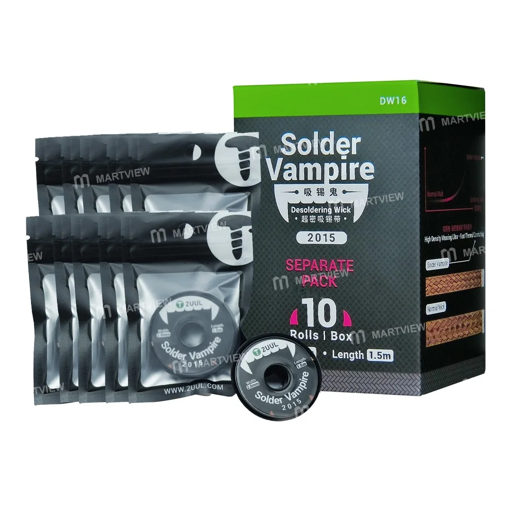 2uul DW16 Solder Vampire 2015 Ultra Yoğunluklu Lehim Sökme Fitili (10 Rulo / Kutu)