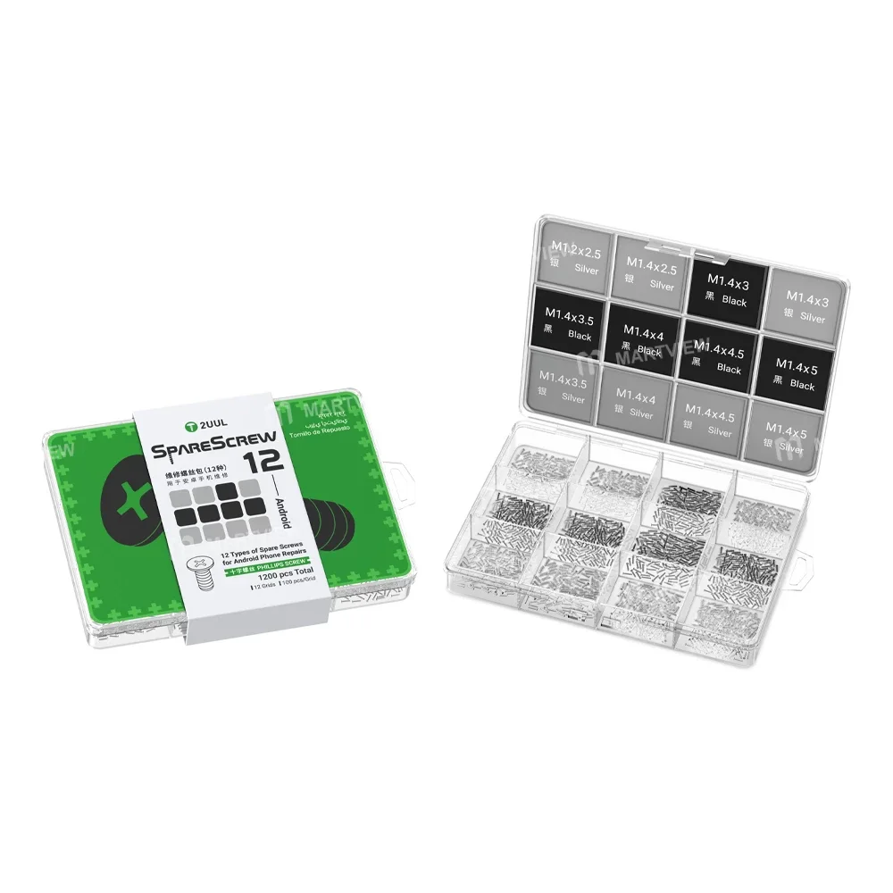 2uul SC12 SpareScrew12 Phillips Vida Seti (Çoğu Android Telefon Tamiri İçin) (1200 Adet / Paket)