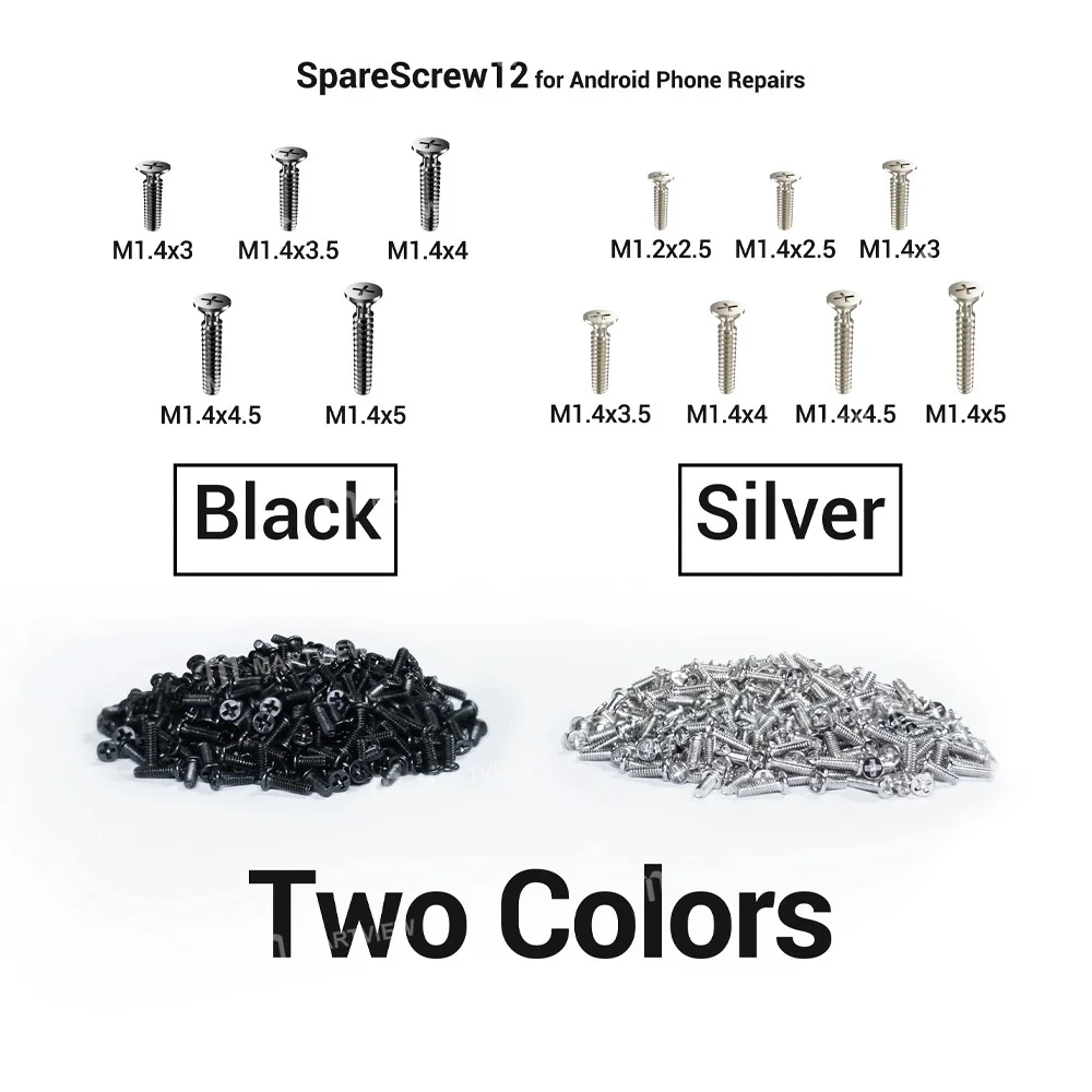 2uul SC12 SpareScrew12 Phillips Vida Seti (Çoğu Android Telefon Tamiri İçin) (1200 Adet / Paket)