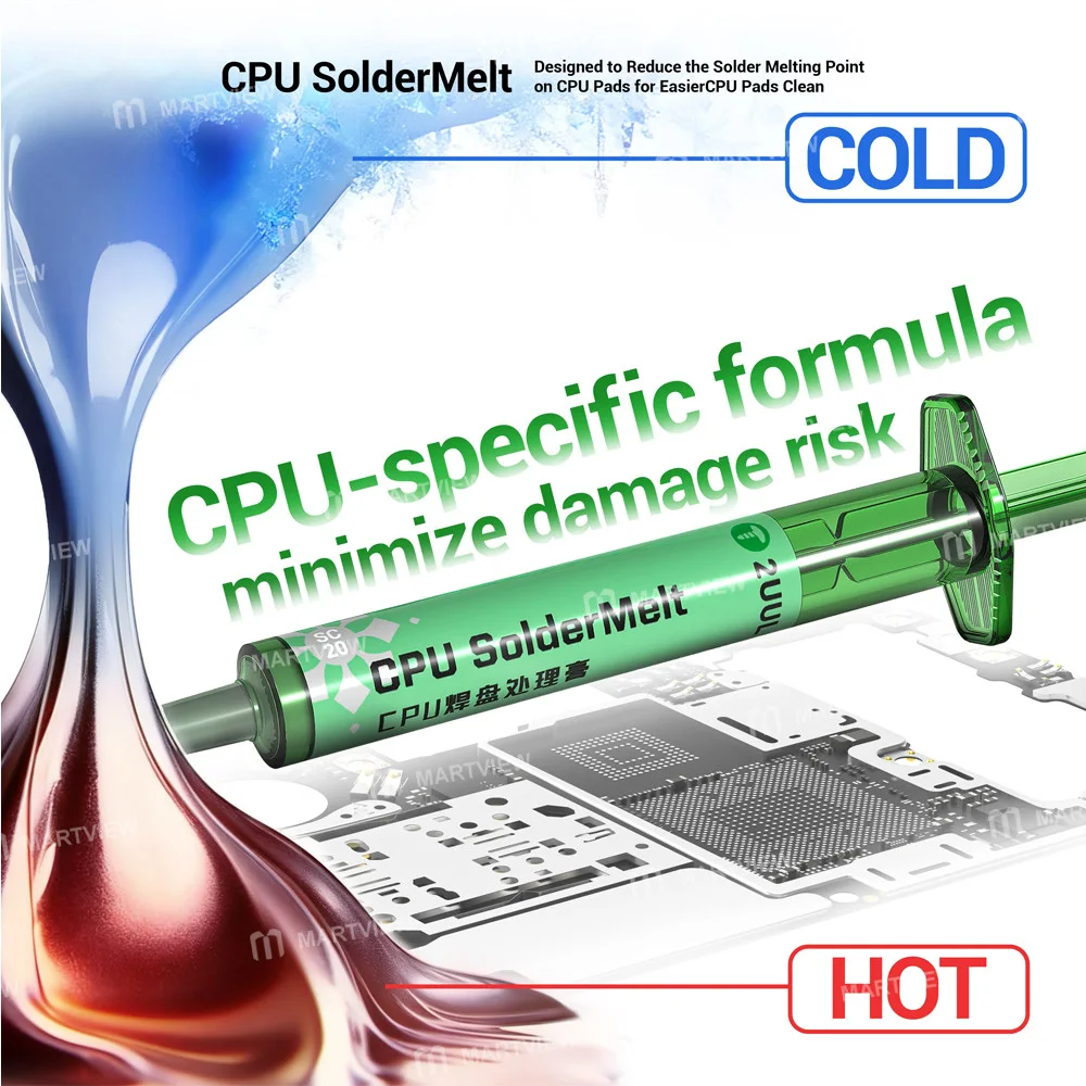 2uul SC20 CPU Lehim Eritici, CPU pedlerindeki lehimin erime noktasını düşürmek için tasarlanmıştır.