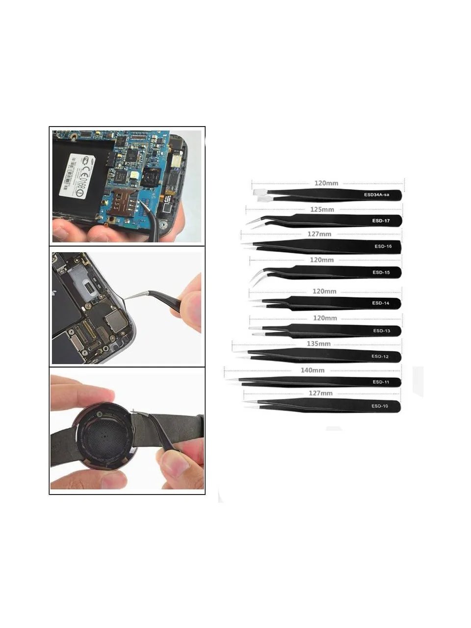 ESD 9’lu Esd Cımbız Seti Telefon Tablet Pc Ps Saat Tamir Cımbızları