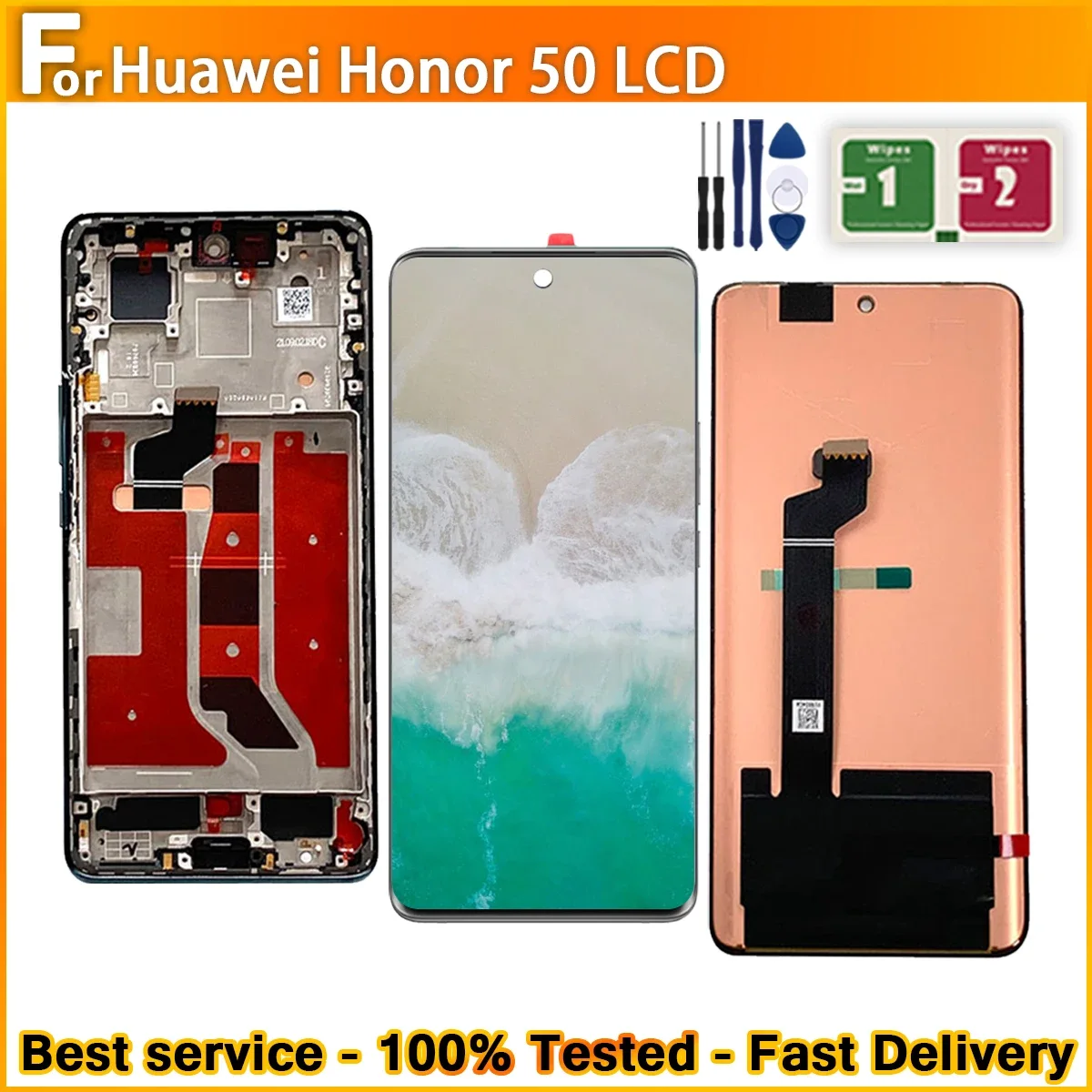 Honor 50 Çıtalı Ekran Dokunmatik Kırmızı SOFT OLED Kalite Ekran