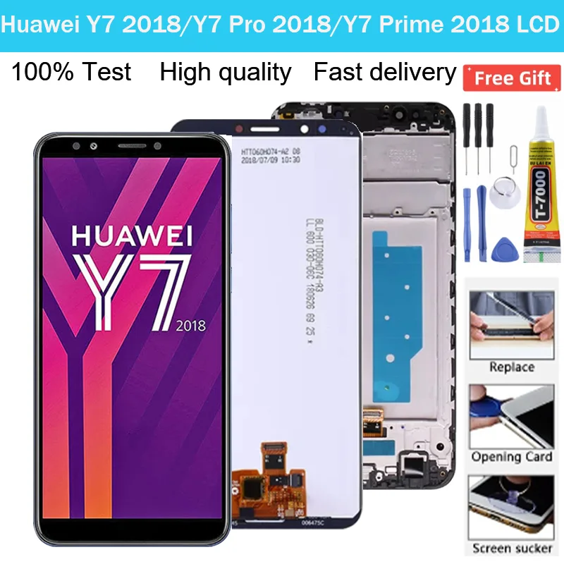 Huawei Y7 2018 Ekran Dokunmatik Orijinal Çıtasız Ürün (Çerçevesiz)
