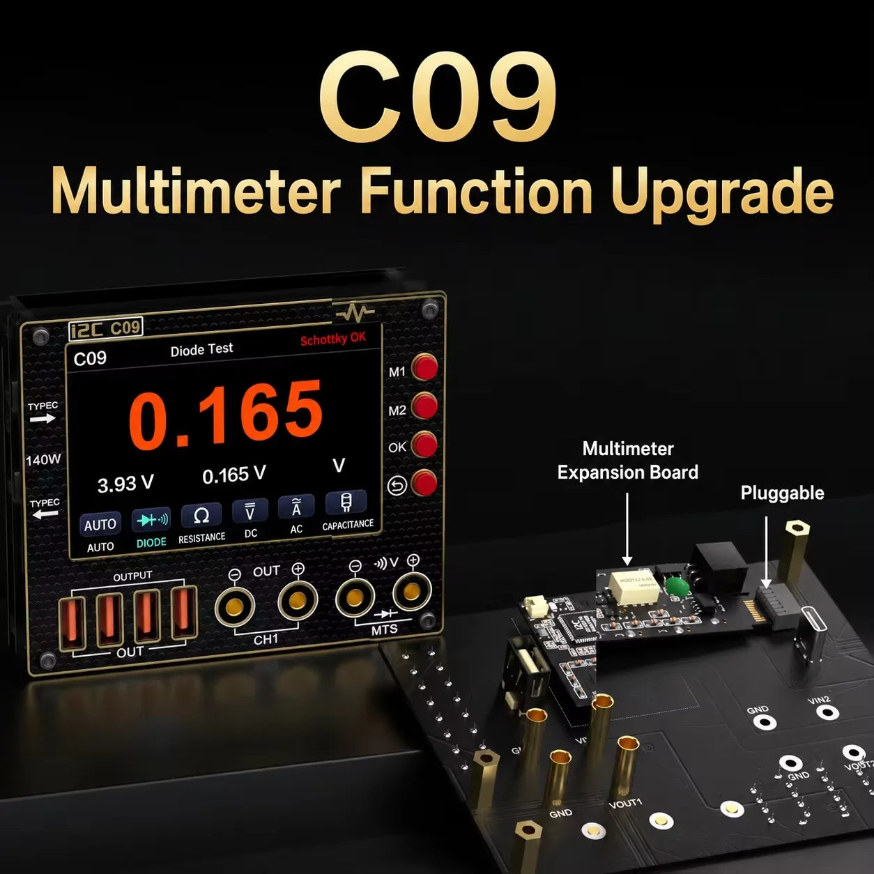 I2C C09 V3.02 Dalga Formu Akım Ölçer LCD Hassas Multimetre Cep Telefonu Gerilim Çift Kanallı Onarım Aracı Algılama