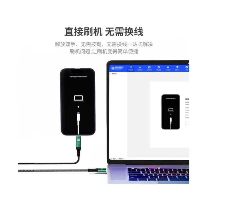 iPhone 6-16 Pro Max Için Ycs Kurtarma Modu Kablosu Çift Başlık