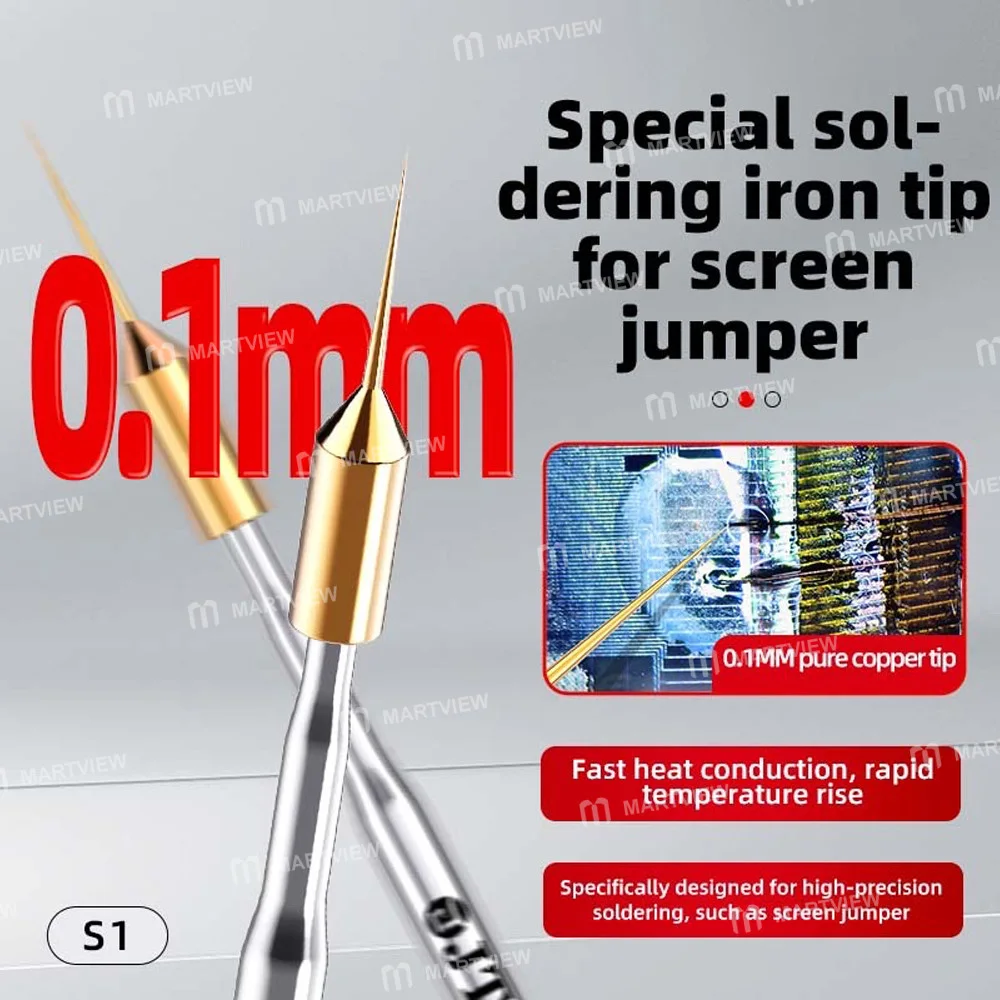 JTX S1 0.1mm Ultra İnce Saf Bakır Lehimleme Ucu, Ekran Jumper’ları İçin Özel