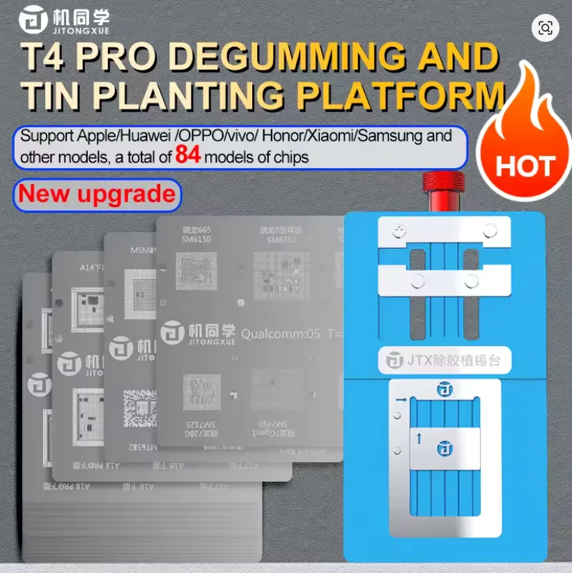 JTX T4 Pro Evrensel Çip Tutkal Çıkarma ve Kalay Dikim Platformu Seti iPhone / Samsung / Hisilicon / Android RAM için