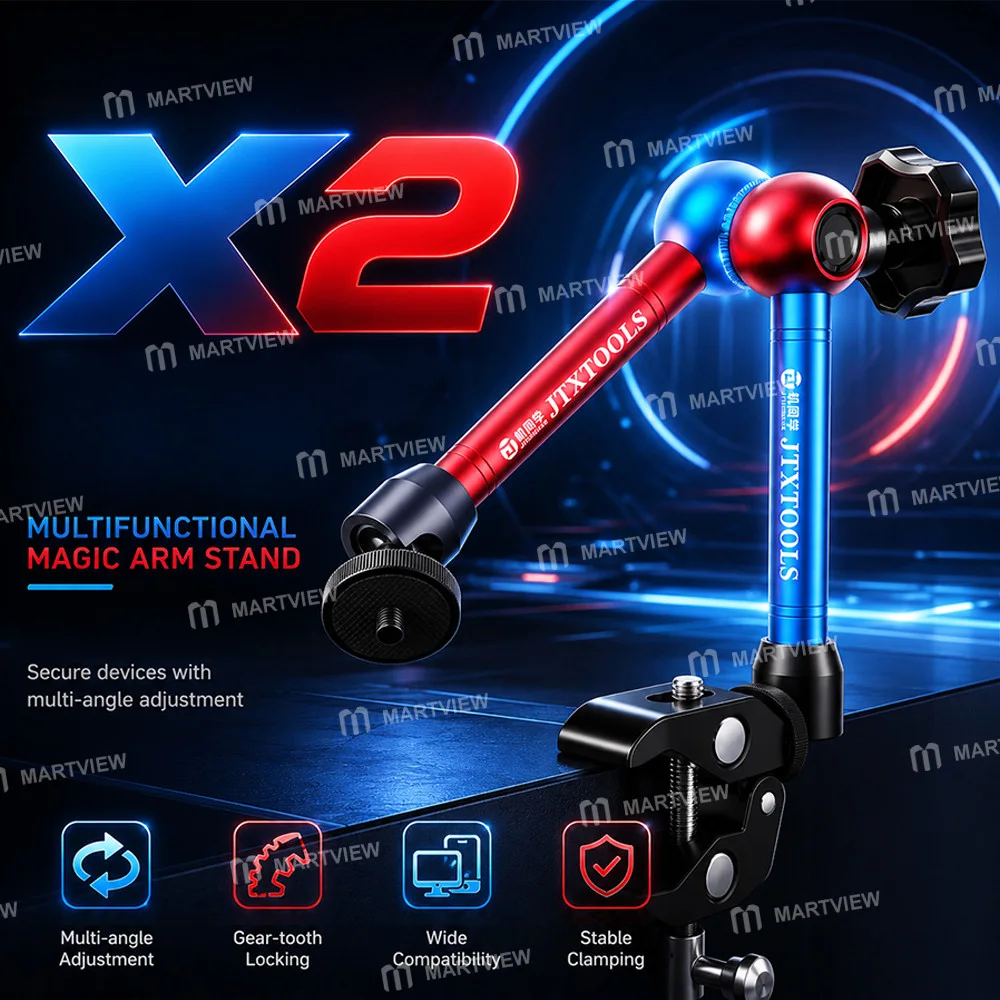 JTX X2 Çok Fonksiyonlu 360° Döndürülebilir Sihirli El Evrensel Braket, Eğri Ampermetreler / Kameralar / Makro Lensler için