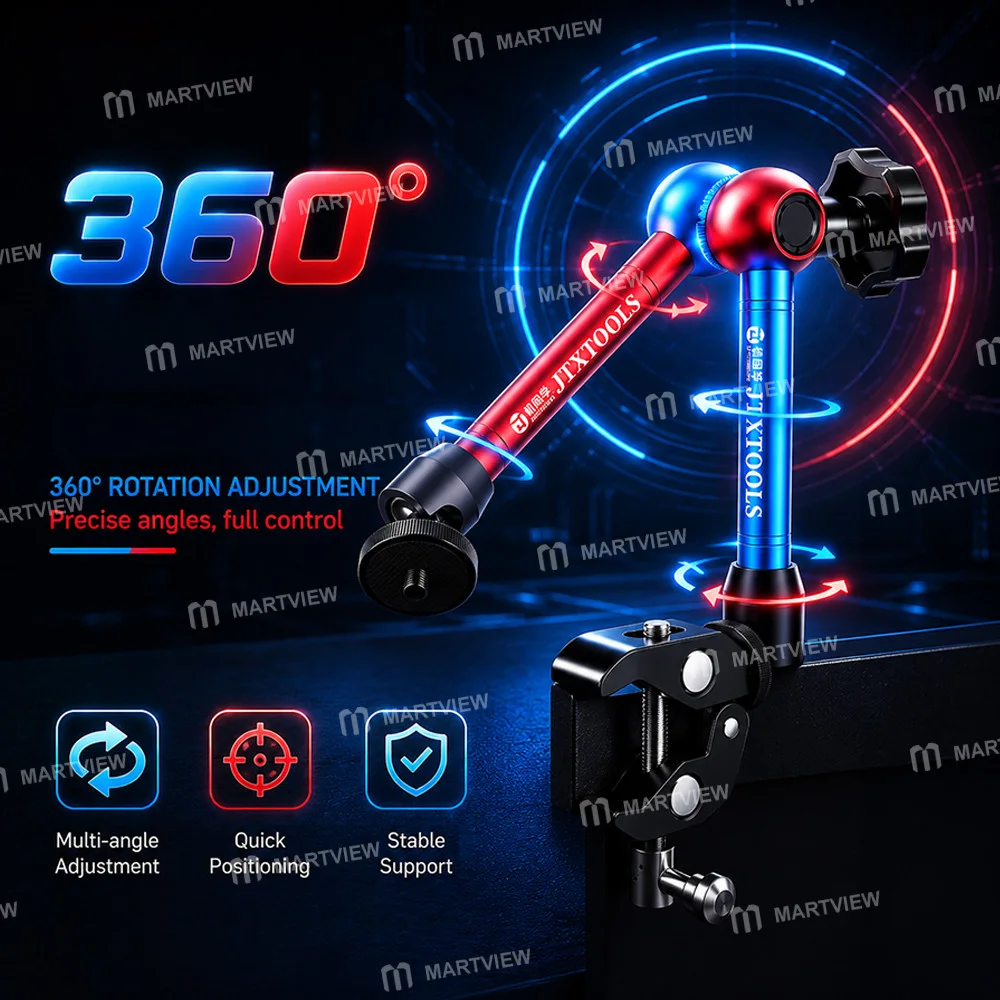JTX X2 Çok Fonksiyonlu 360° Döndürülebilir Sihirli El Evrensel Braket, Eğri Ampermetreler / Kameralar / Makro Lensler için