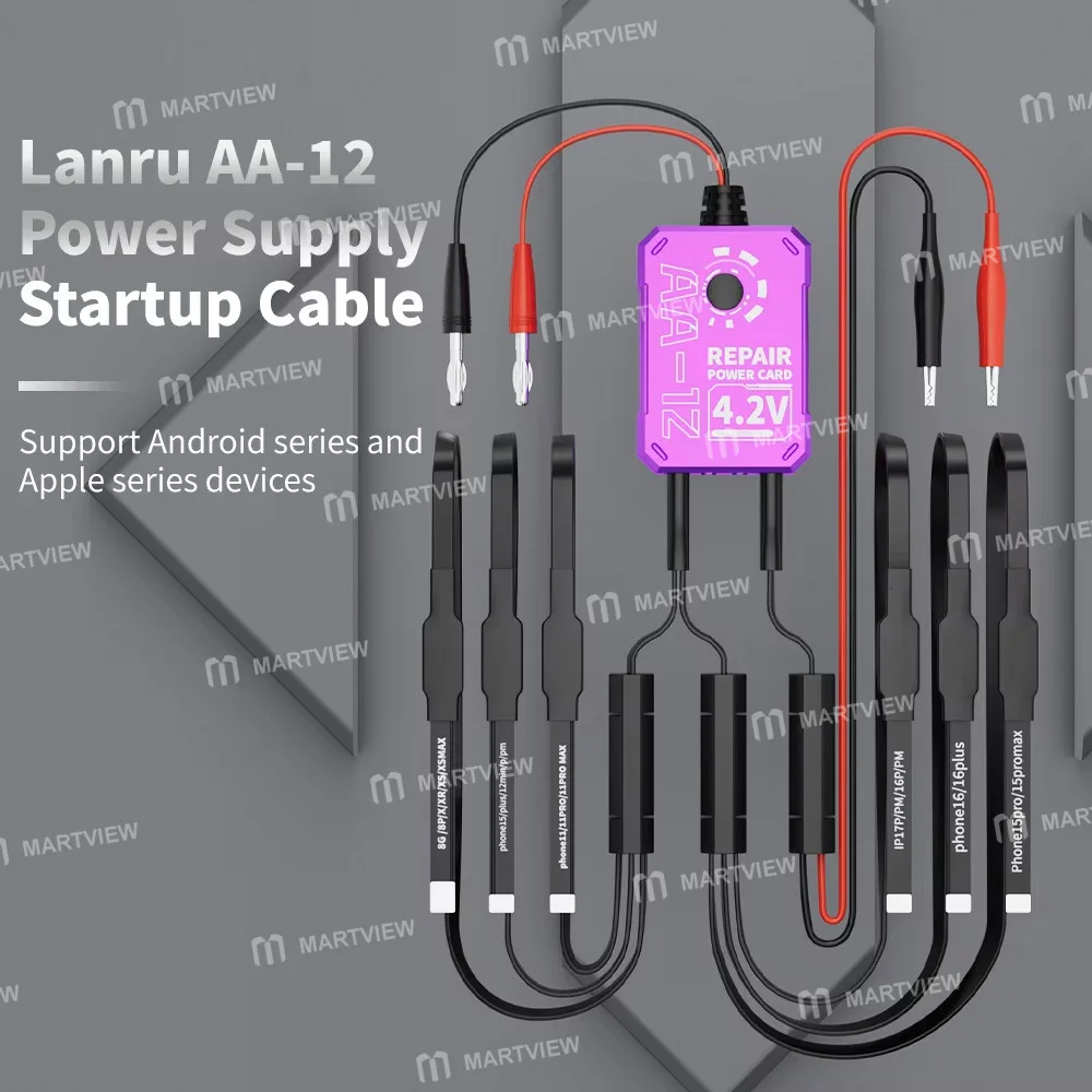 Lanrui AA-12 4.2V Güç Kaynağı Başlatma Kablosu, iPhone 8 – 17 PM ve Çoğu Android Telefon İçin