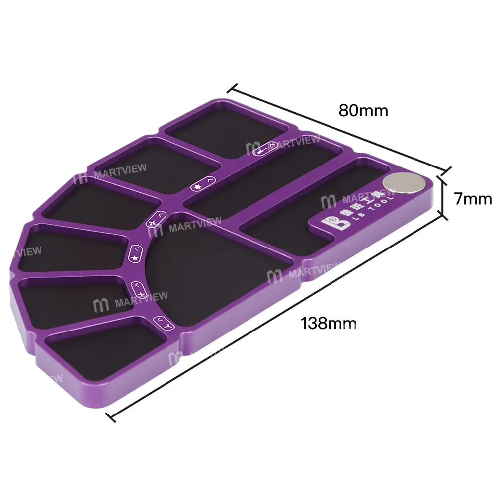 LB TOOL SST-1 Sektör 9 Bölmeli Alüminyum Alaşımlı Manyetik Vida Saklama Tepsisi