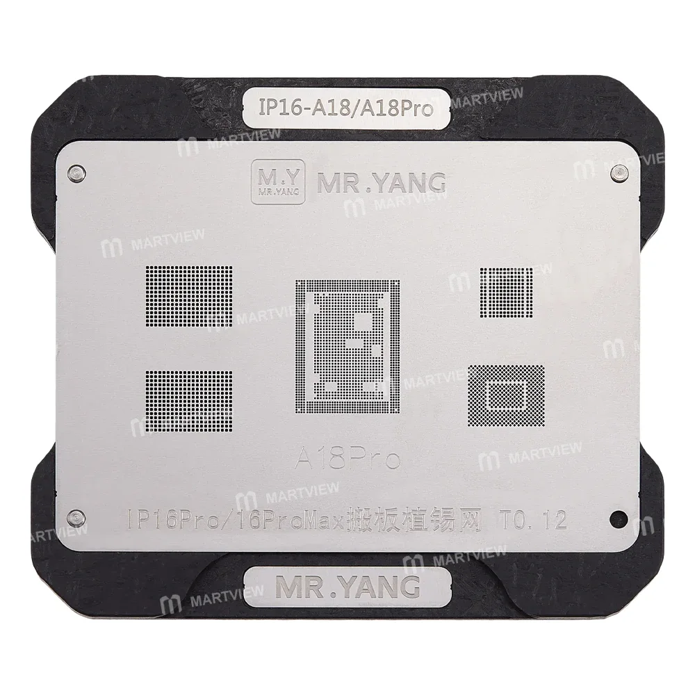 Mr.Yang 0.12mm A18 Pro BGA Yeniden Lehimleme Şablon Platformu iPhone 16 Pro / 16Pro Max için