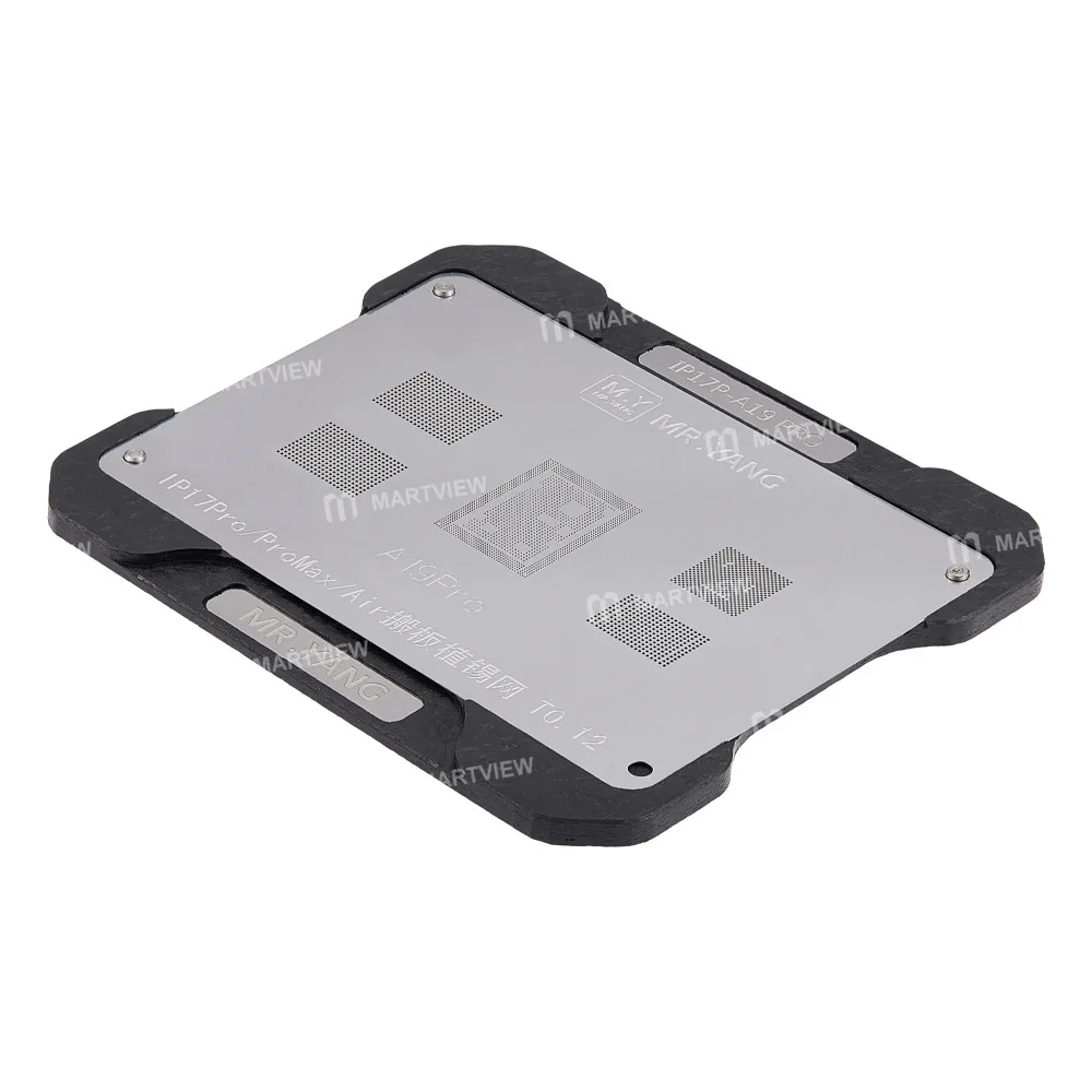 Mr.Yang 0.12mm A19 Pro BGA Yeniden Lehimleme Şablon Platformu iPhone 17 Pro / 17Pro Max / Air için