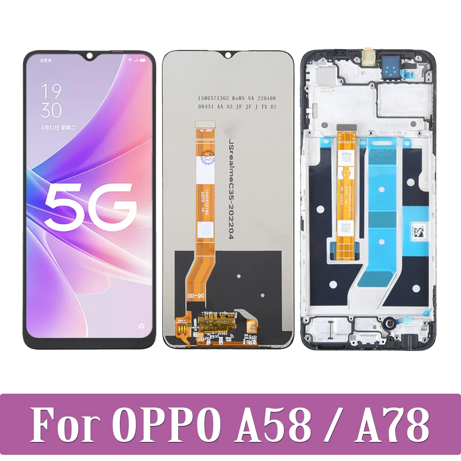 Oppo A78 5G Ekran Dokunmatik Orijinal Çıtasız Ürün (Çerçevesiz)