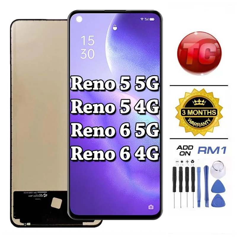 Oppo Reno 6 4G Ekran Dokunmatik OLED Çıtasız (Çerçevesiz)