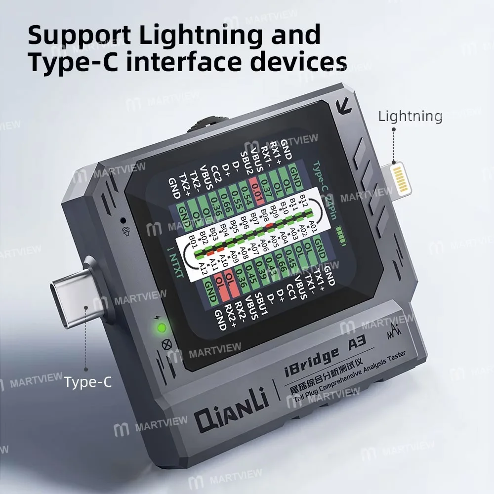 Qianli iBridge A3 Lightning ve Type-C Arayüz Cihazları için Kapsamlı Analiz Test Cihazı