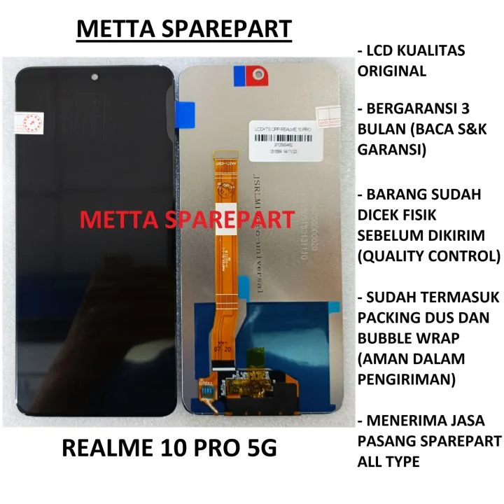 Realme 10 Pro 5G Çıtalı Ekran Dokunmatik Siyah Orijinal