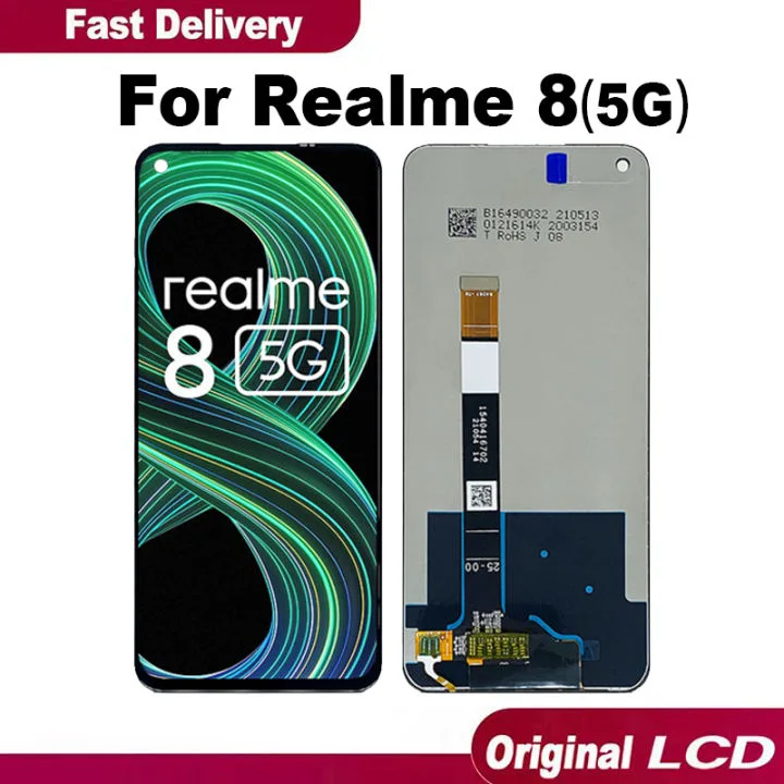 Realme 8 5G Çıtalı Ekran Dokunmatik Siyah Orijinal