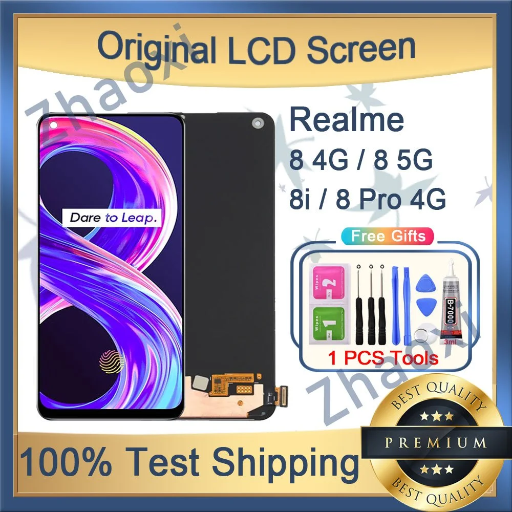 Realme 8 5G Çıtalı Ekran Dokunmatik Siyah Orijinal