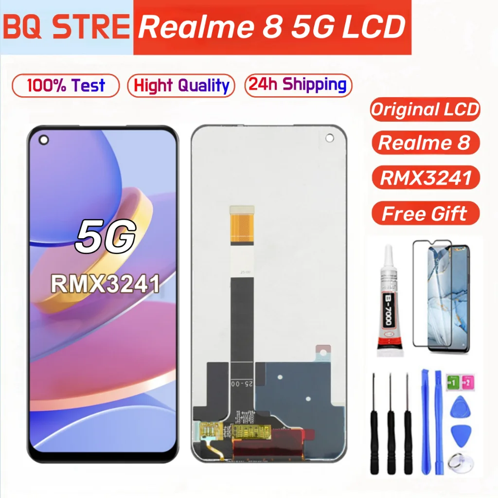 Realme 8 5G Ekran Dokunmatik Orijinal Çıtasız Ürün (Çerçevesiz)