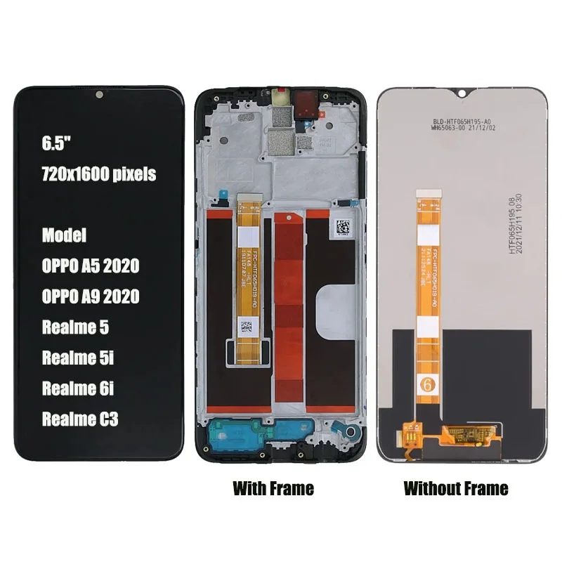 Realme A5 2020 Çıtalı Ekran Dokunmatik Siyah Orijinal