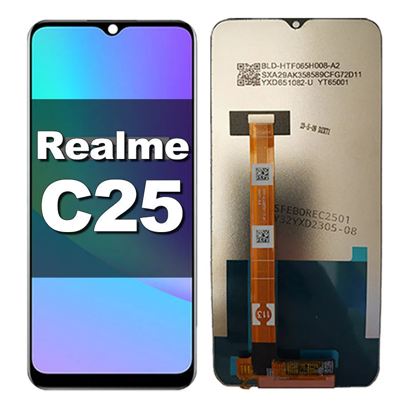 Realme C25 Çıtalı Ekran Dokunmatik Siyah Orijinal