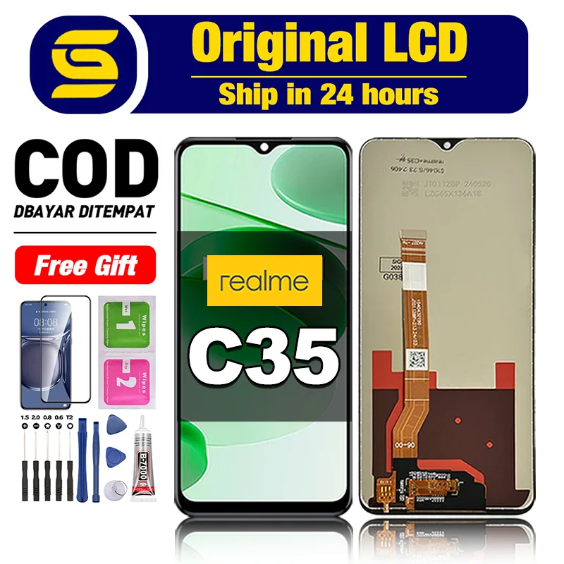 Realme C35 Çıtalı Ekran Dokunmatik Siyah Orijinal