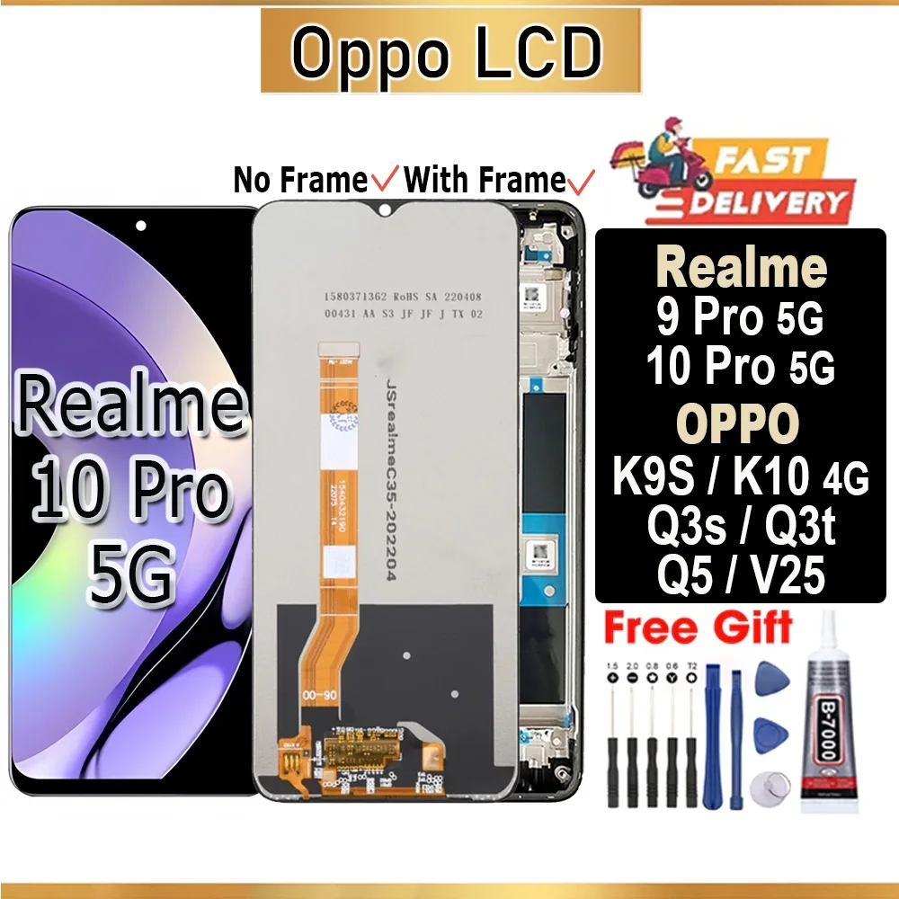 Realme K10 Pro Ekran Dokunmatik OLED Çıtasız (Çerçevesiz)
