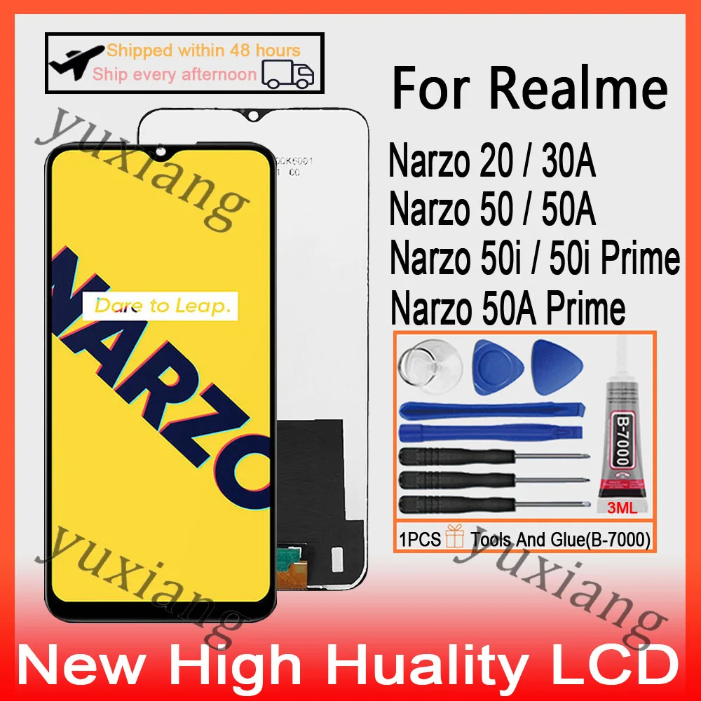 Realme Narzo 50 Ekran Dokunmatik Orijinal Çıtasız Ürün (Çerçevesiz)