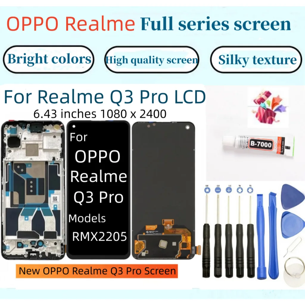 Realme Q3 Pro Çıtalı Ekran Dokunmatik Siyah OLED