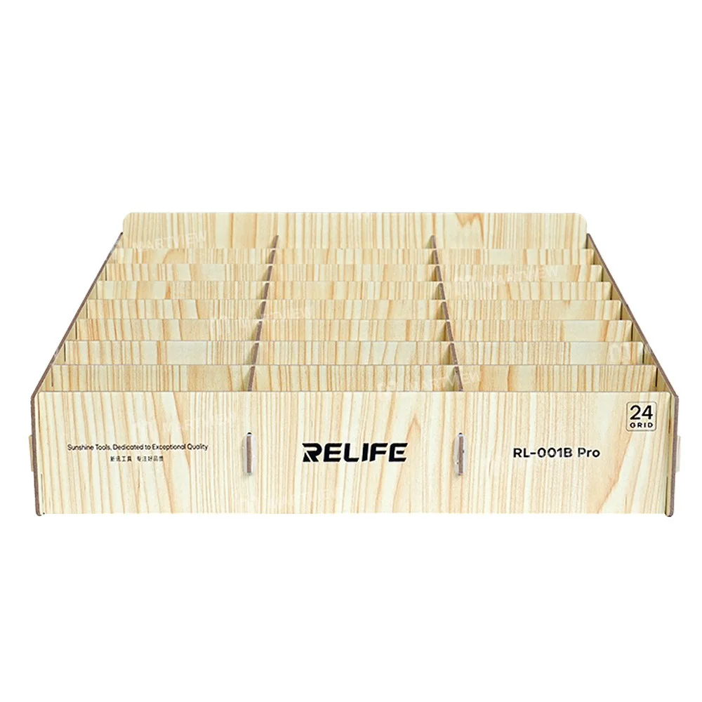Relife RL-001B Pro 24 Bölmeli Ahşap Dayanıklı Çok Fonksiyonlu Cep Telefonu Saklama ve Yönetim Kutusu