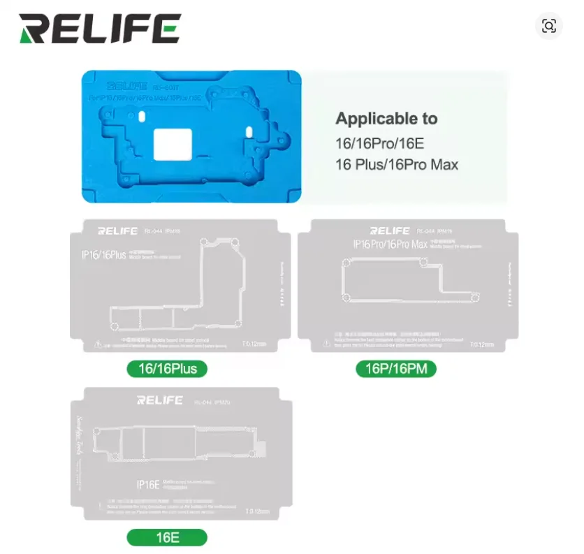 Relife RL-601T 31’i 1 arada Orta Katman Kalay Kaplama BGA Yeniden Lehimleme Platform Seti (iPhone X’ten 17 Pro Max’e kadar)