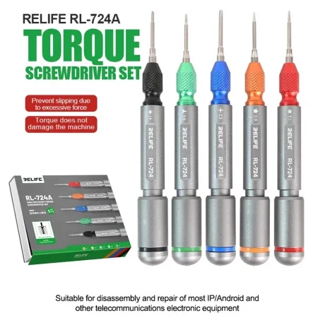 Relife RL-724A Cep Telefonu Tamiri İçin Yüksek Hassasiyetli Torklu Tornavida Seti