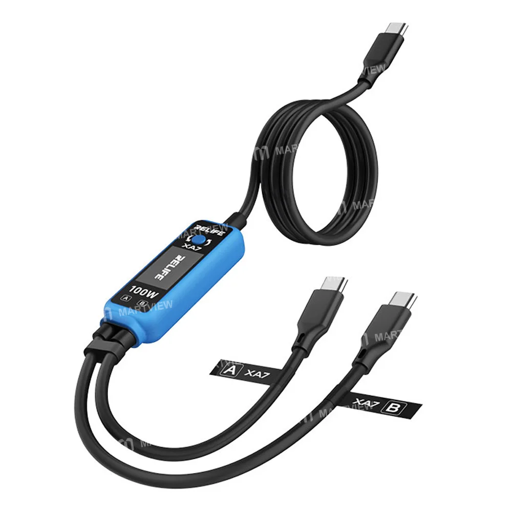 Relife XA7 100W Type-C Dijital Ekranlı 1’den 2’ye Hızlı Şarj Kablosu (iPhone/Android için)