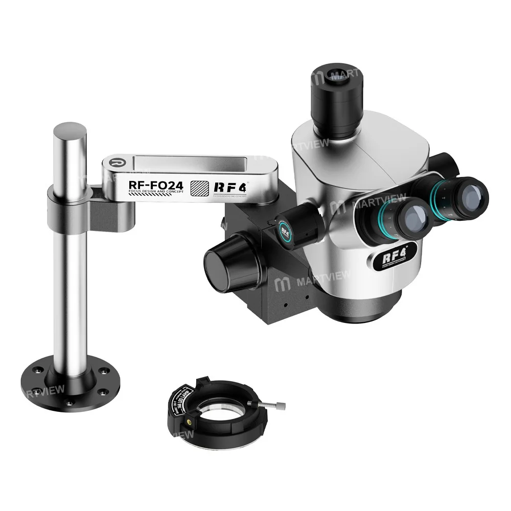 RF4 CX71P-FO24 6.5X-65X Premium Çift Anti-Trinoküler Stereo Mikroskop Başlığı ve FO24 Standı