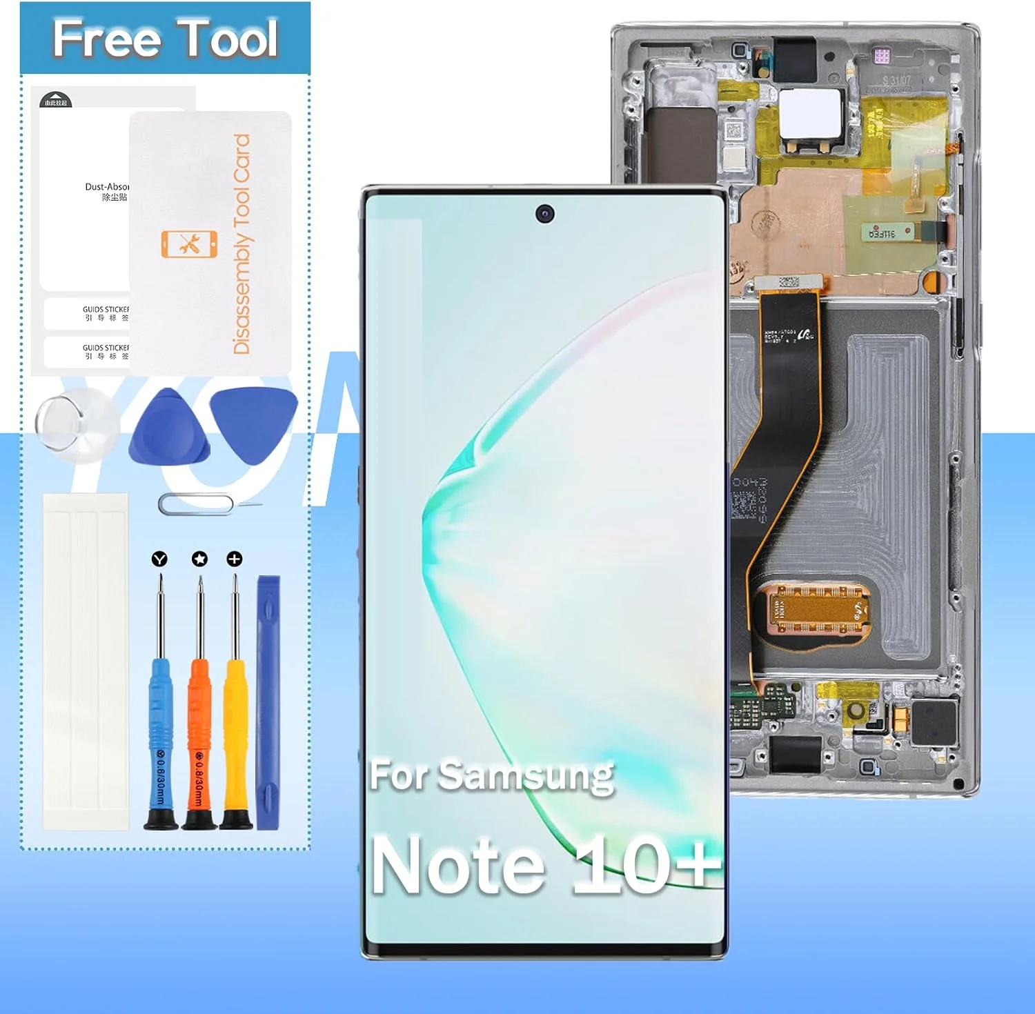Samsung Note 10 Plus Çıtalı Ekran Dokunmatik Silver SOFT OLED Kalite Ekran