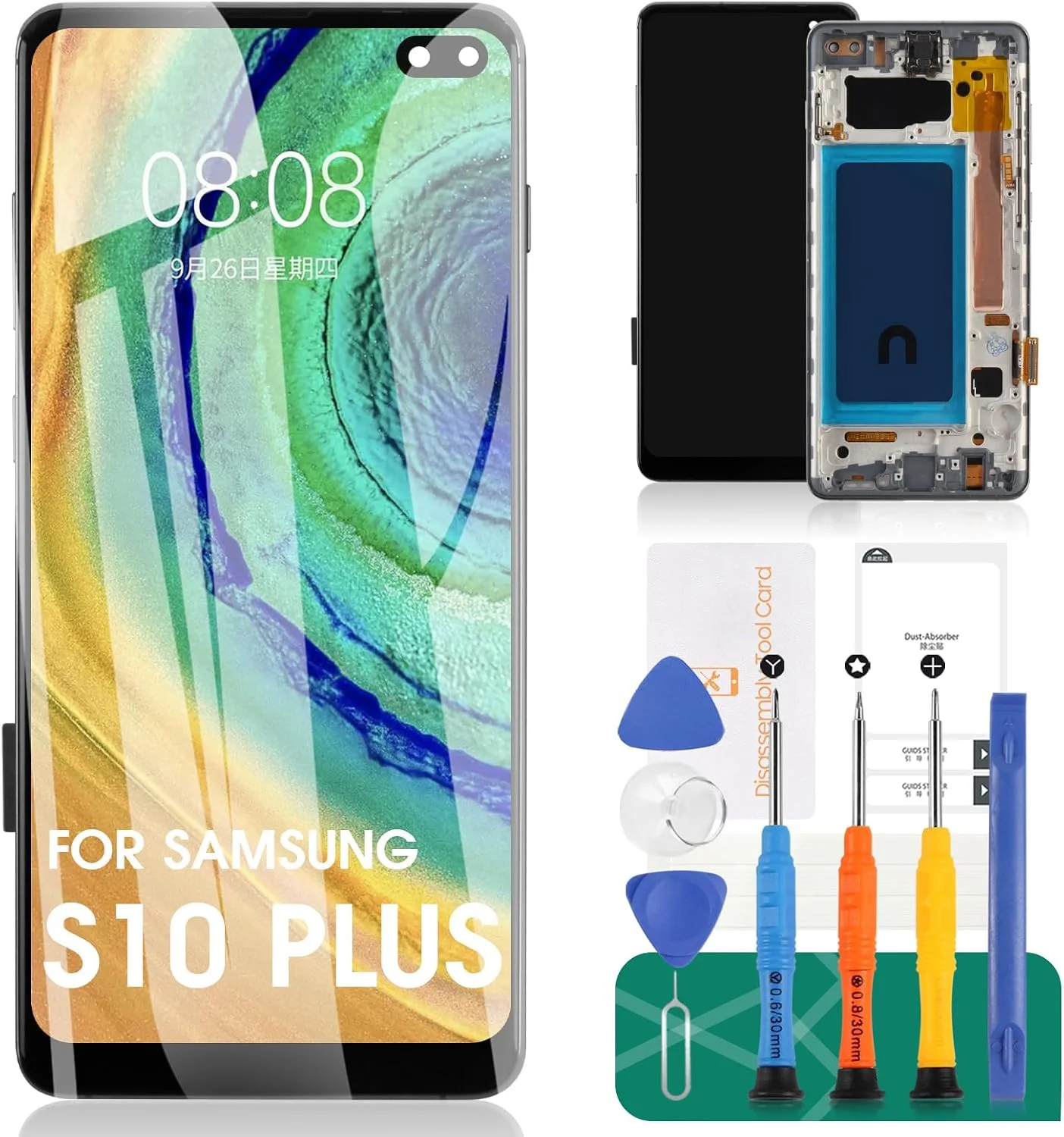 Samsung S10 Plus Çıtalı Ekran Dokunmatik Siyah A Plus Kalite Ürün