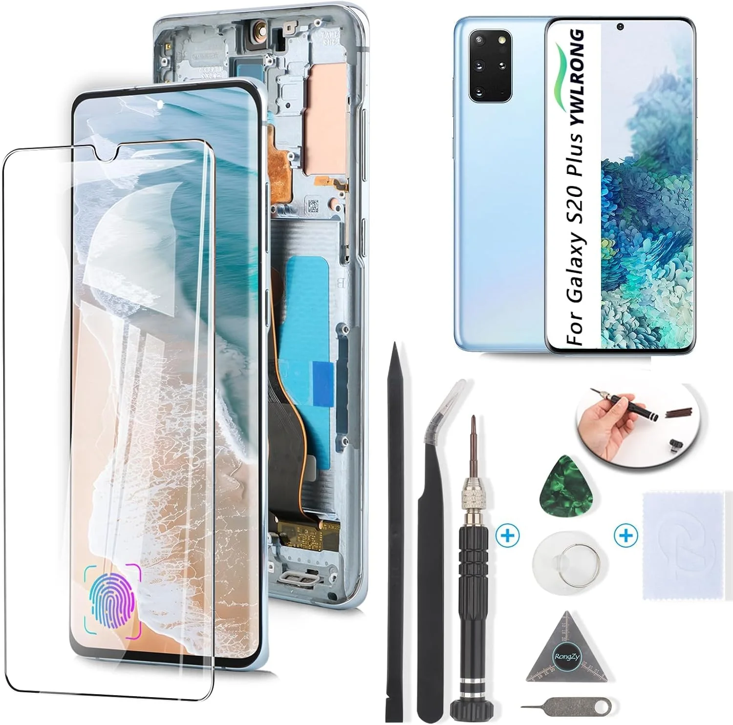 Samsung S20 Plus Çıtalı Ekran Dokunmatik Mavi OLED