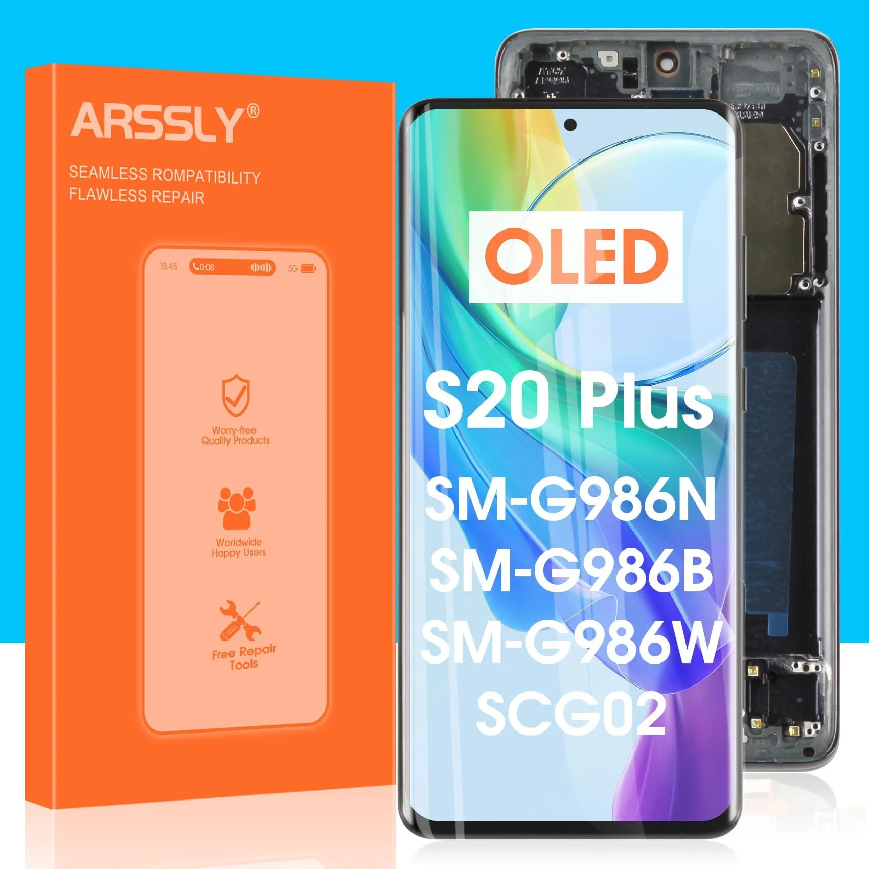 Samsung S20 Plus Çıtalı Ekran Dokunmatik Mavi OLED