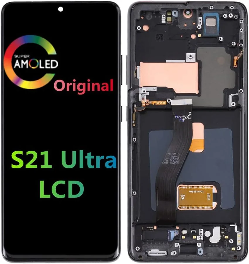 Samsung S21 Ultra Çıtalı Ekran Dokunmatik Siyah A Plus Kalite Ürün