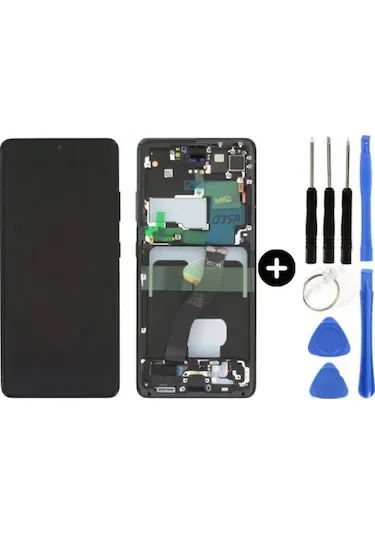 Samsung S21 Ultra Çıtalı Ekran Dokunmatik Siyah SOFT OLED Kalite Ekran