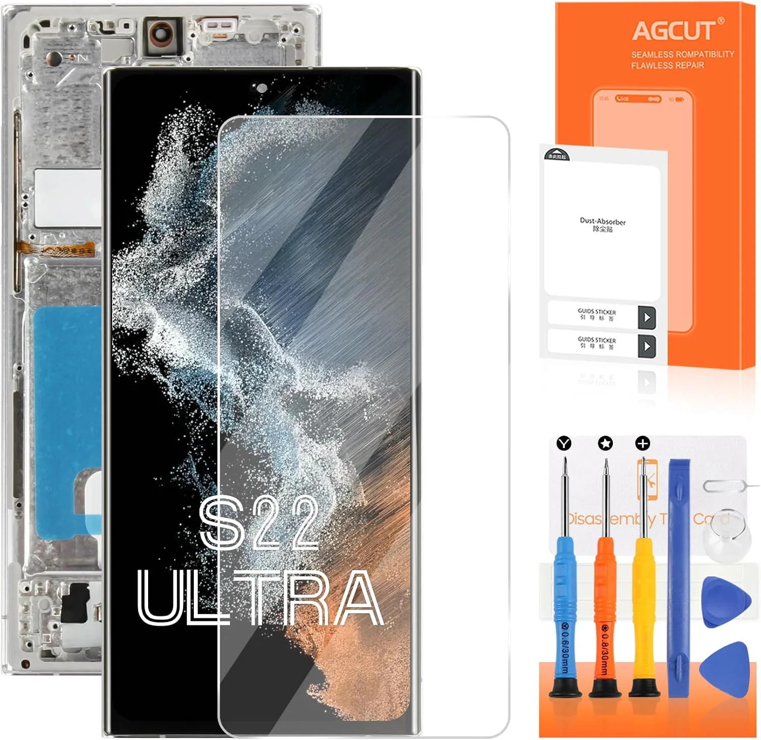 Samsung S22 Ultra Çıtalı Ekran Dokunmatik Silver SOFT OLED Kalite Ekran