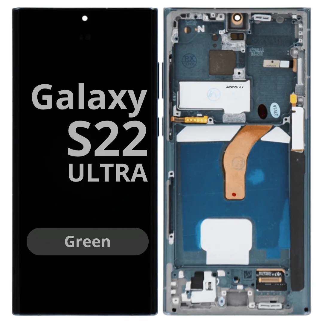 Samsung S22 Ultra Çıtalı Ekran Dokunmatik Yesil SOFT OLED Kalite Ekran