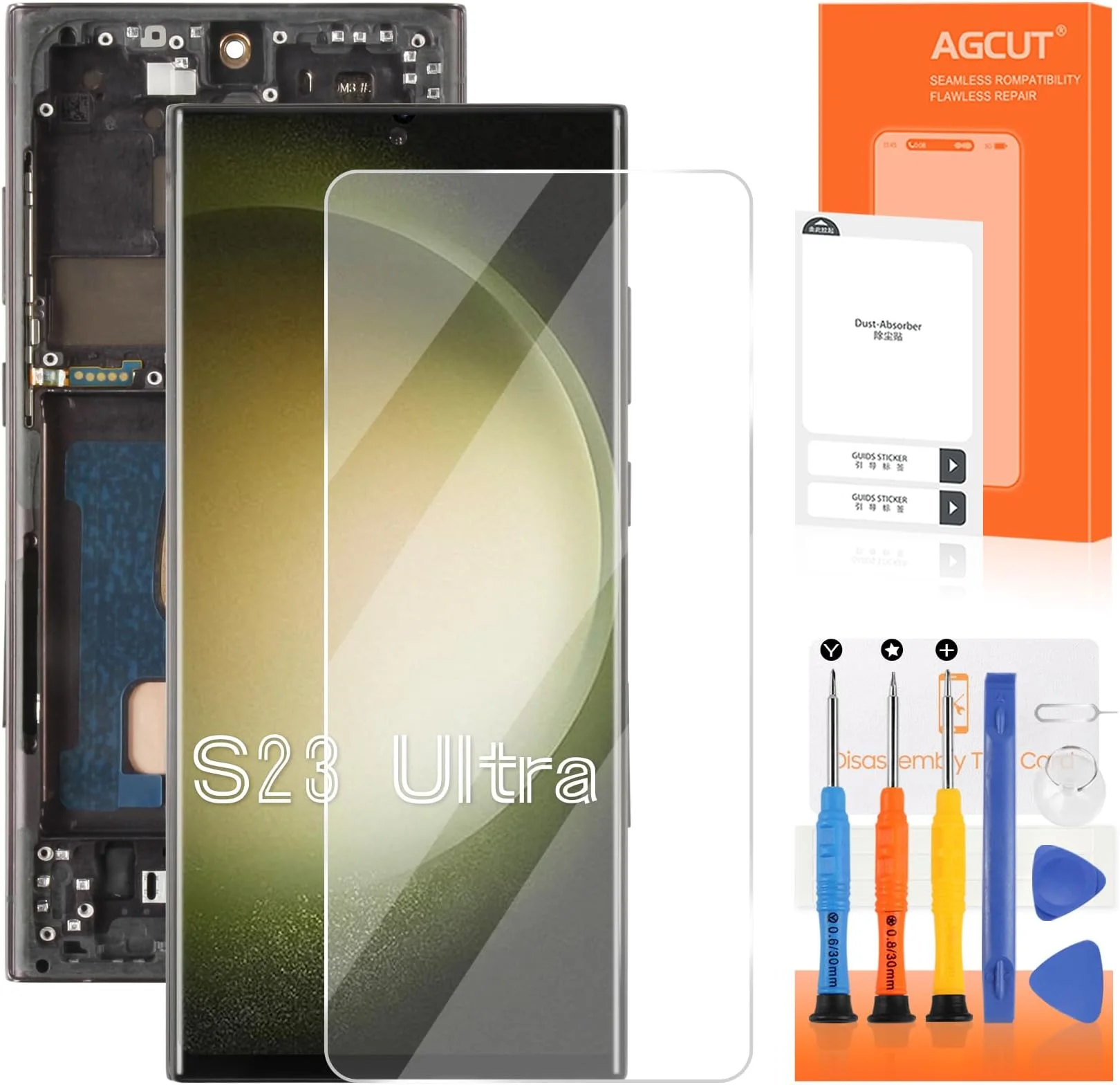 Samsung S23 Ultra Çıtalı Ekran Dokunmatik Siyah SOFT OLED Kalite Ekran