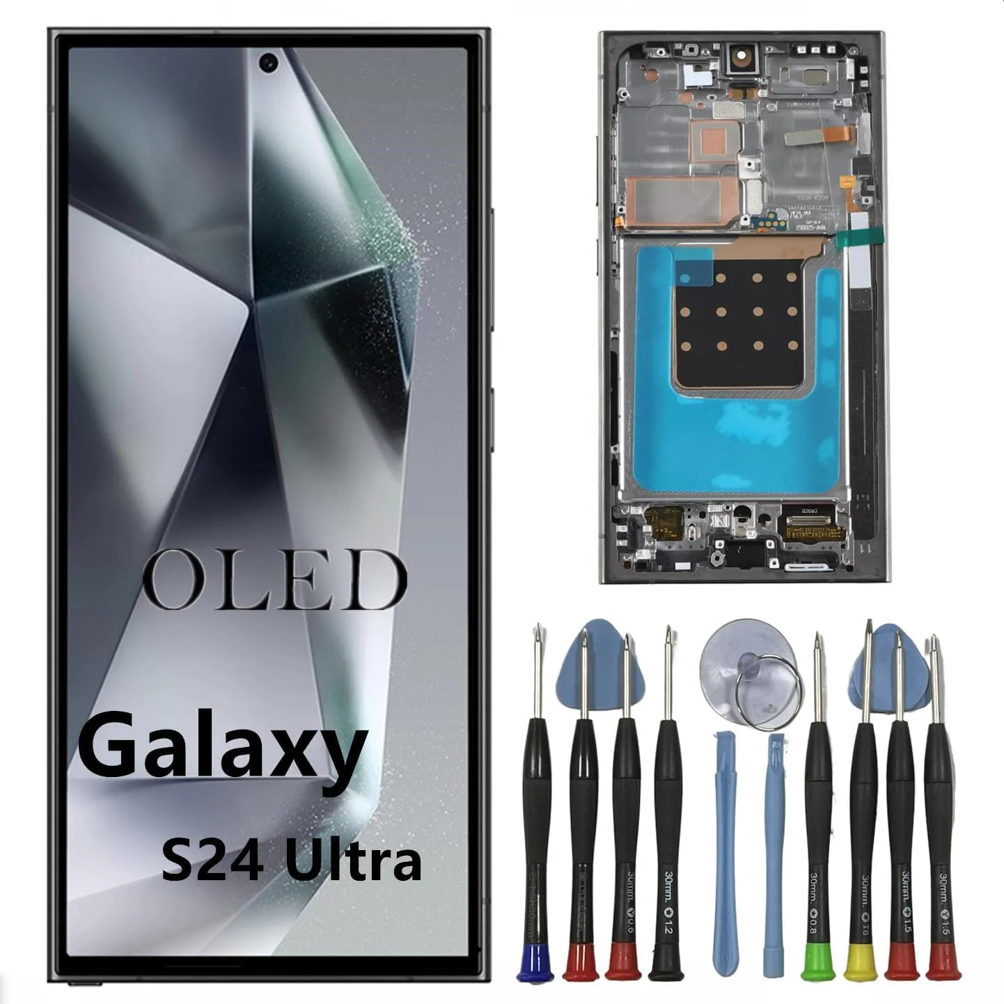 Samsung S24 Ultra Çıtalı Ekran Dokunmatik Siyah SOFT OLED Kalite Ekran