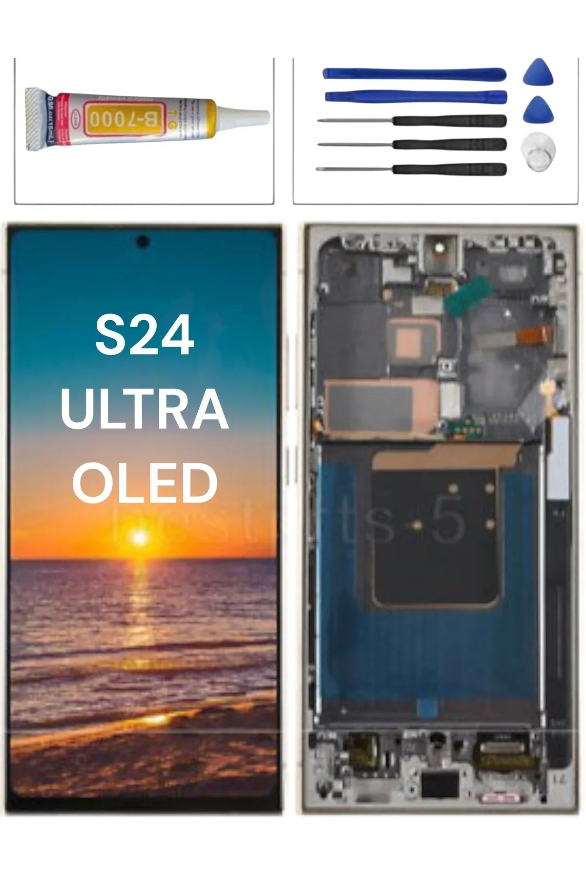 Samsung S24 Ultra Çıtalı Ekran Dokunmatik Siyah SOFT OLED Kalite Ekran